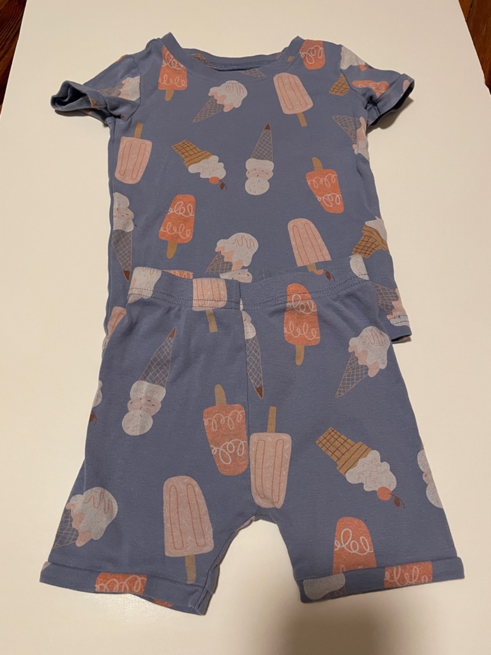 Old Navy Toddler Size 3T 2-Piece Ice Cream Pajama Set Short Sleeve Shirt & Short